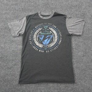 Society Shirt Mens‎ Medium Grey Spellout Graphic Stretch Casual Preppy Buckle